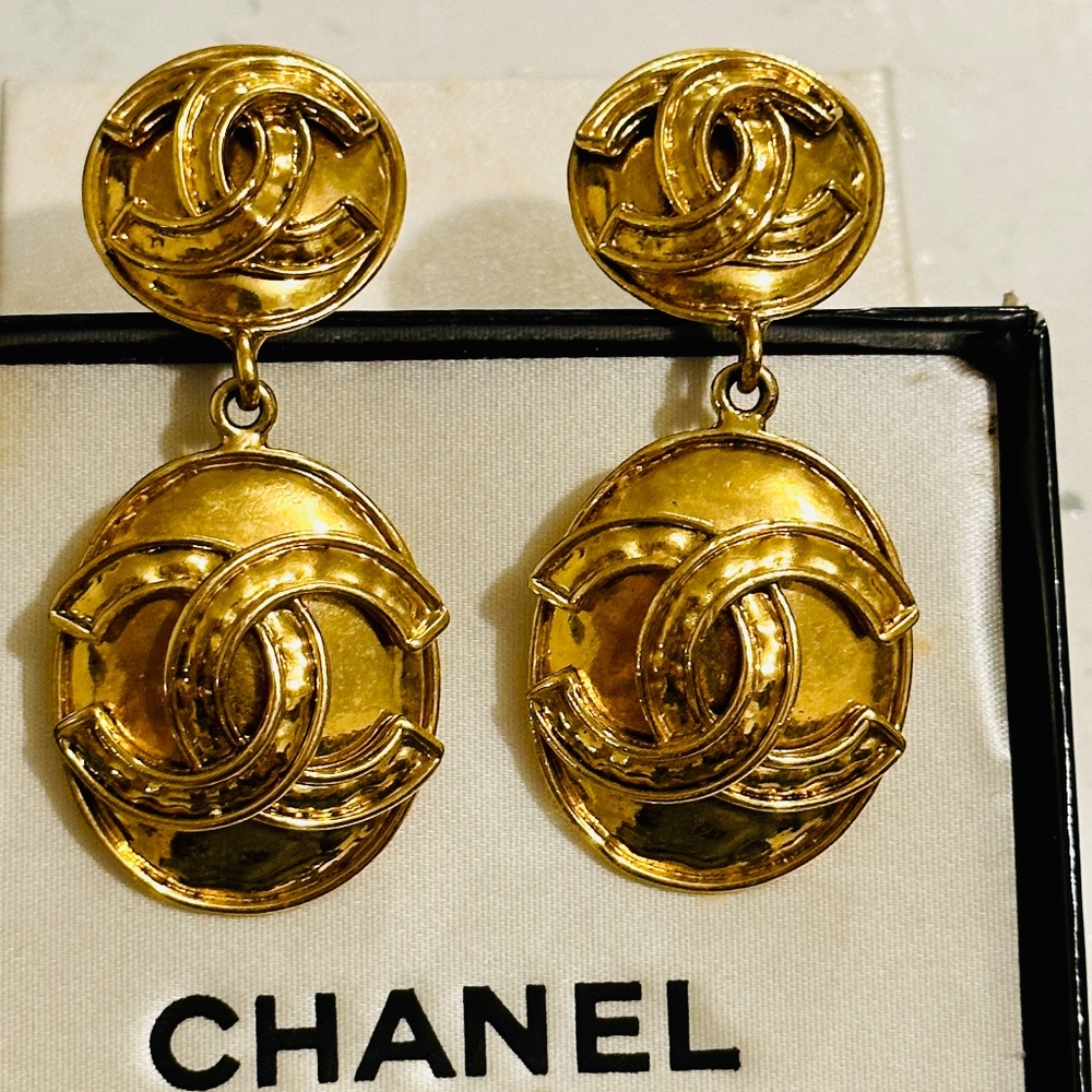 Chanel clip on drop earrings